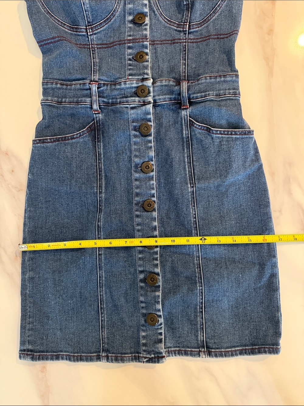 3x1 Denim Shannon Dress Button-Front Jeans Mini Dress Medium Kyla Blue Wash - Picture 10 of 16